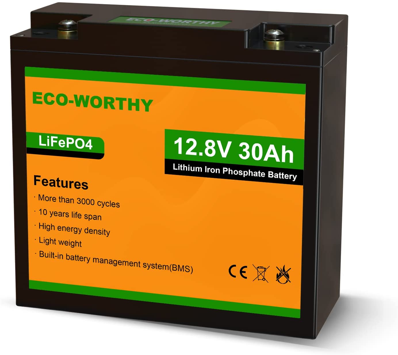 Batería ECO-WORTHY 30Ah 12.8V – Potencia constante y sostenible