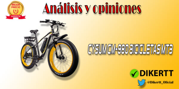 Análisis y opiniones RICH BIT M980 Bicicleta eléctrica 48V 17AH neumáticos Gruesos 26"4.0 E-Bike