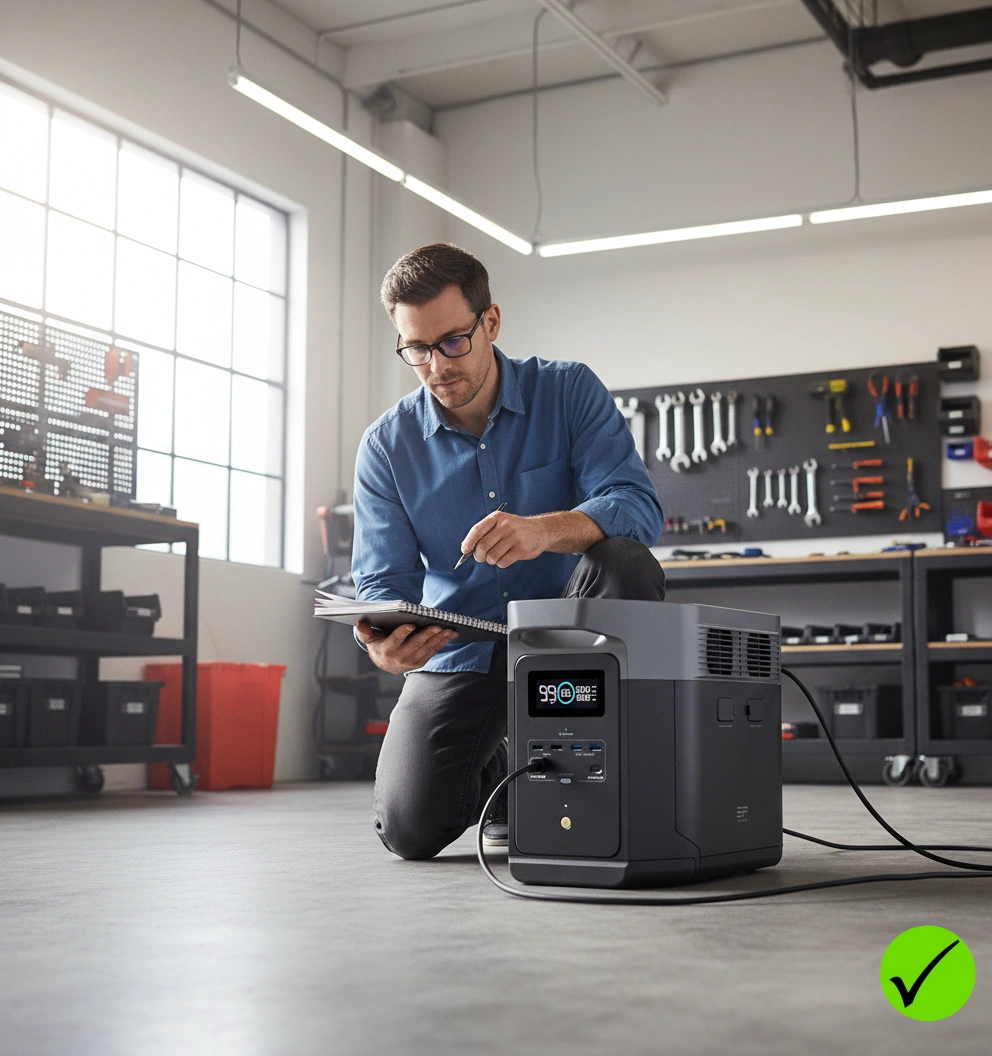 Otra desde un ángulo bajo (contrapicado), mostrando al mismo hombre con gafas y cuaderno junto al producto de la imagen adjunta